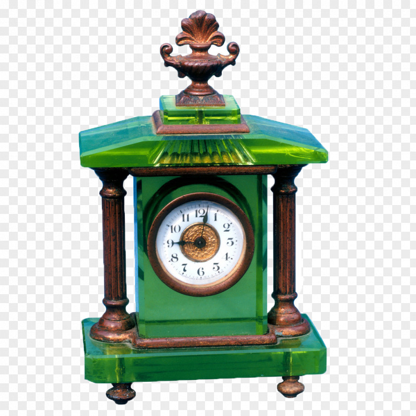 Green Vintage Clock Prague Astronomical Antique PNG