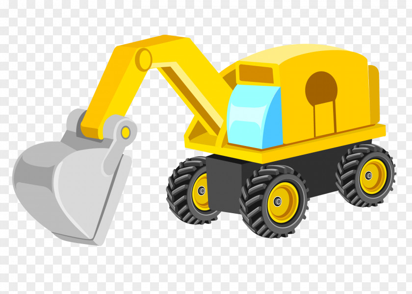 Vector Excavator Bulldozer Backhoe Machine PNG