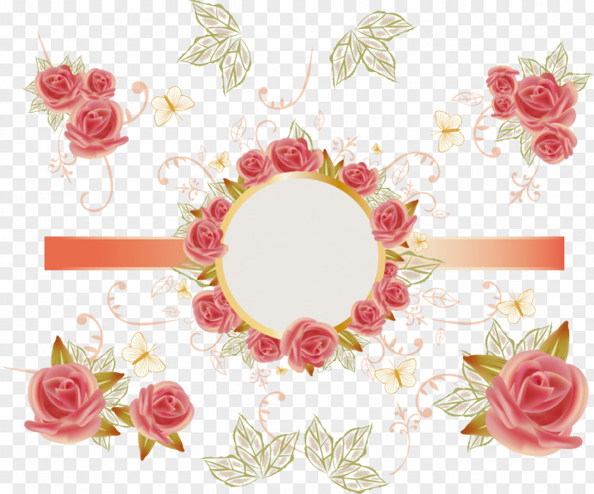 Vector Rose Card Packaging Sticker Paper PNG