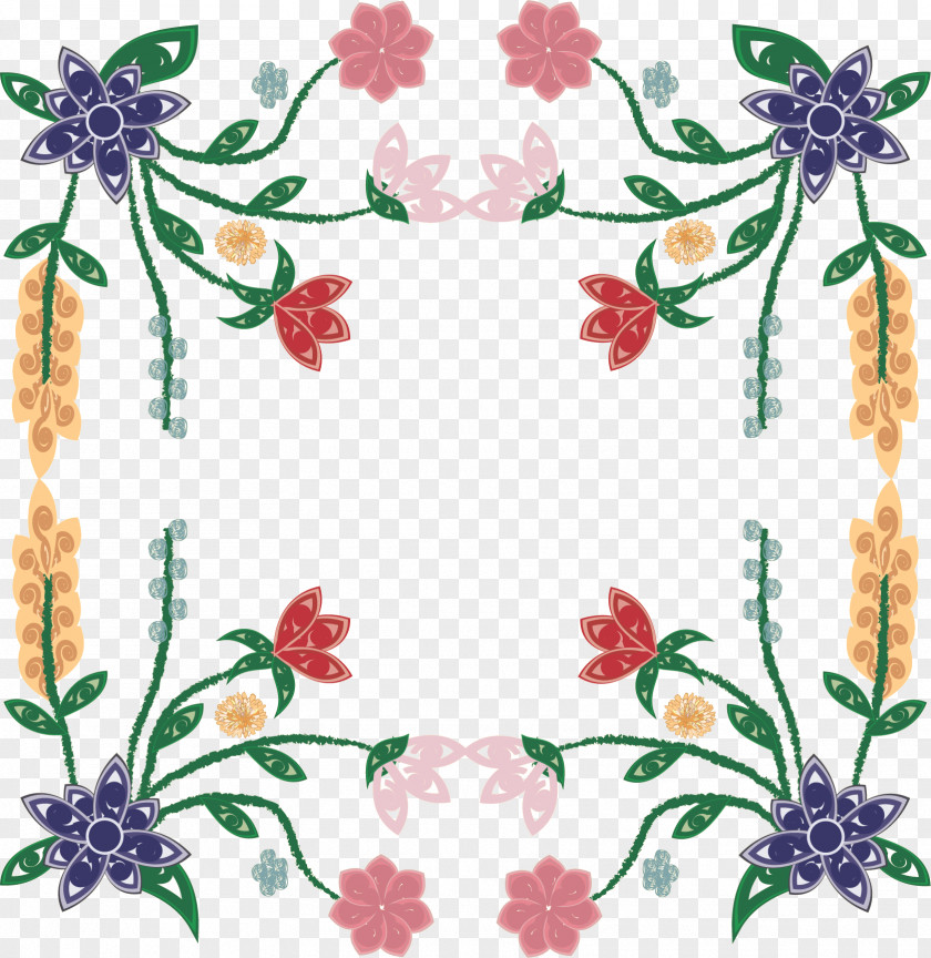 Flower Rectangle Frame Floral PNG