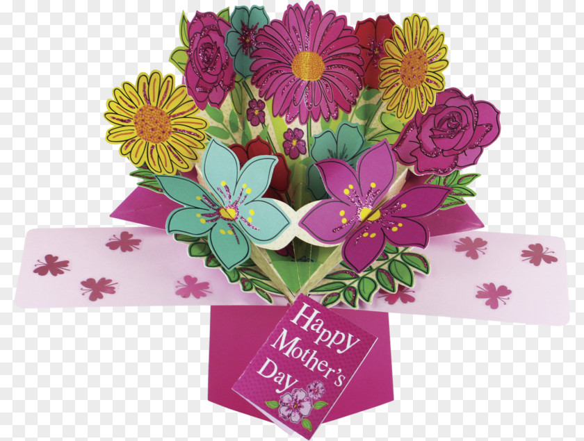 Mothers Day Greeting & Note Cards Pop-up Book Mother's Flower Bouquet Gift PNG