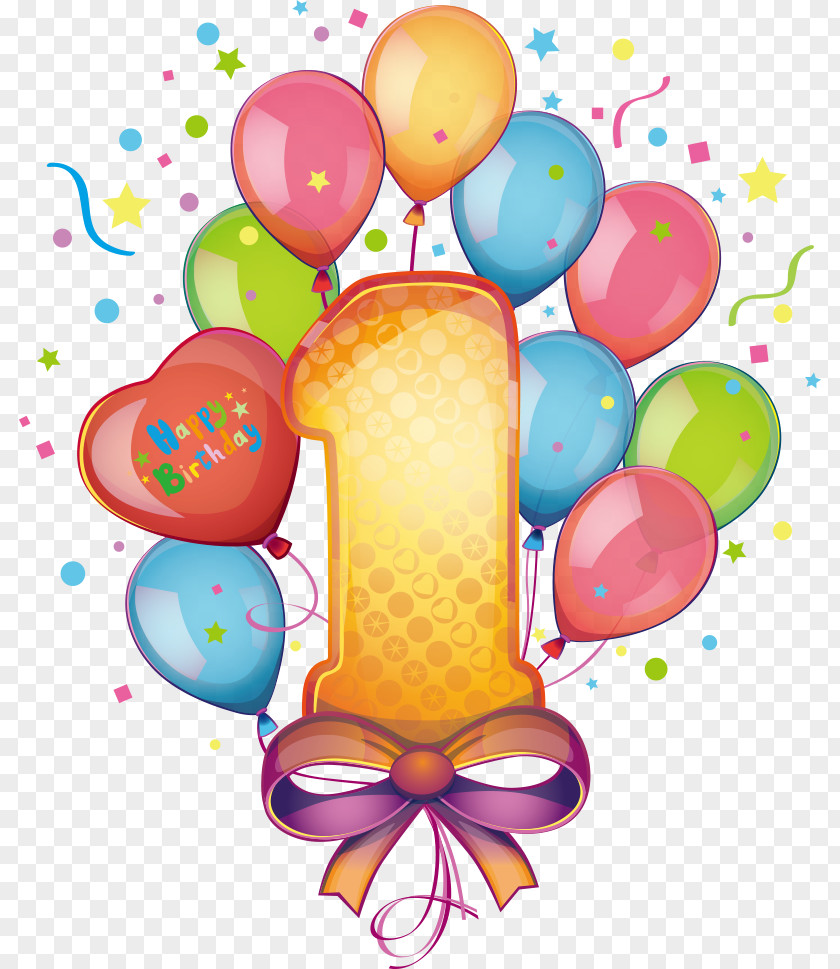 Vector Balloon Number 1 Birthday Cake Stock Illustration Clip Art PNG