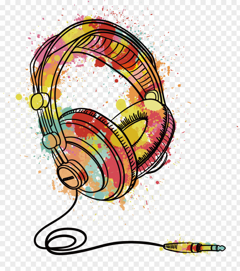 Watercolor Painting Headphones Music Song PNG painting Song, Hand drawn headphones clipart PNG