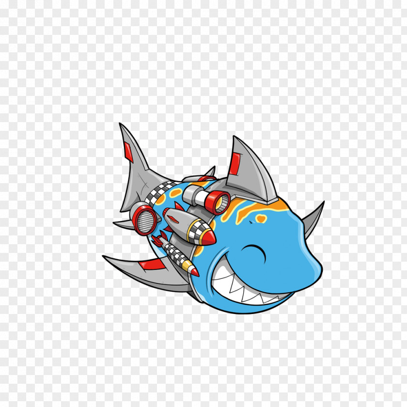 Fashion Cartoon Shark Illustration PNG