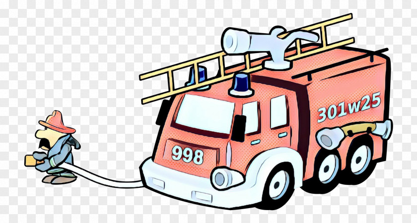 Tow Truck Garbage Firefighter Cartoon PNG