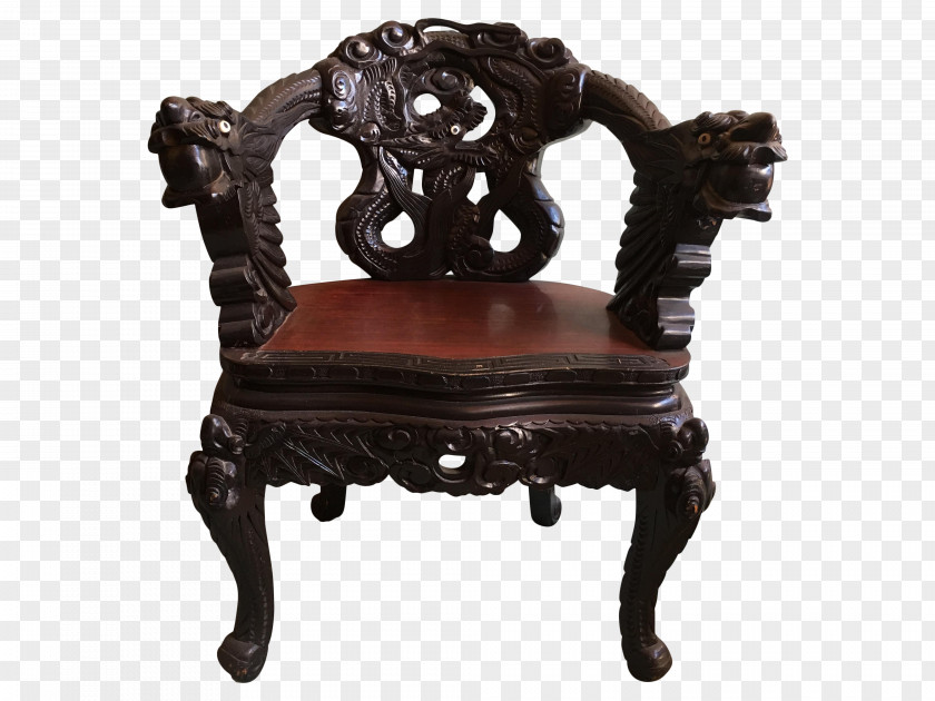 Antique Table Chair Furniture Chinese Dragon PNG