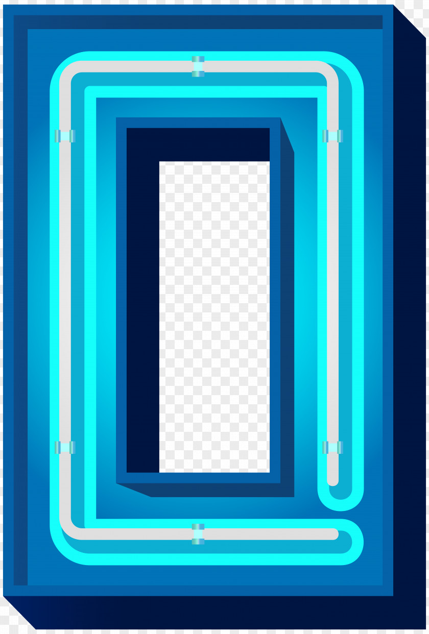 Number Zero Blue Neon Clip Art Image PNG