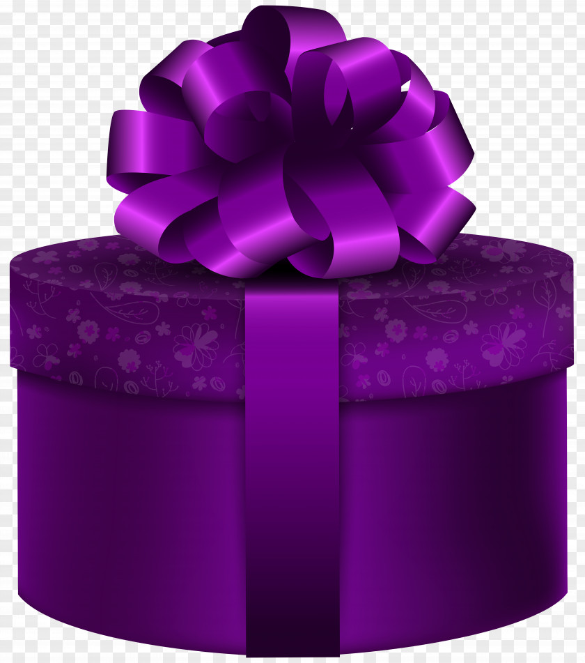 Purple Round Gift Clip Art Image Christmas Box PNG