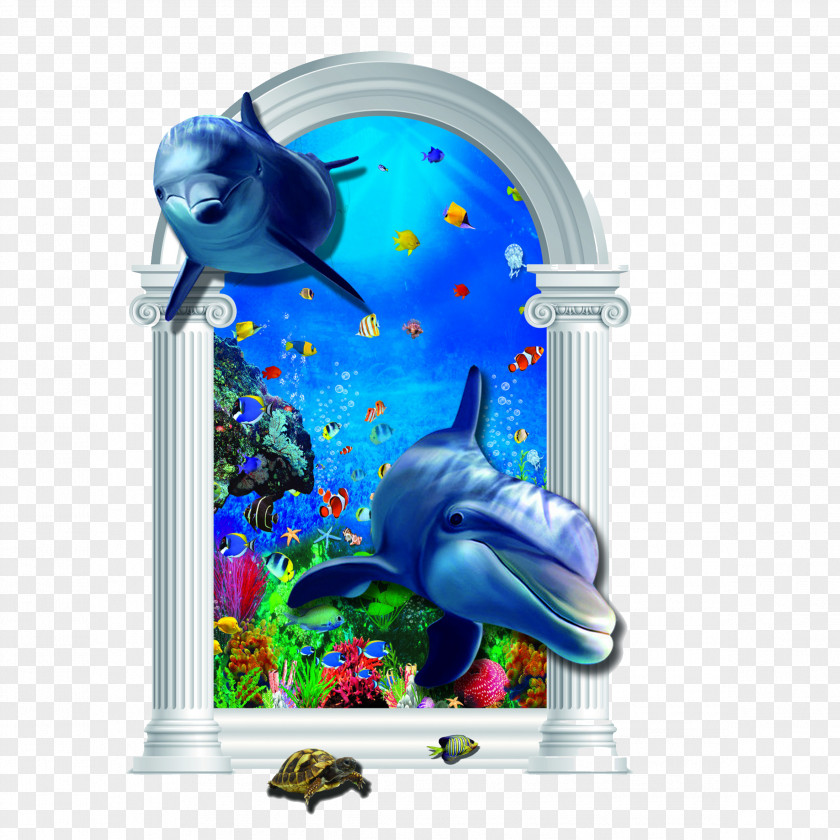 3D Backdrop Striped Dolphin Common PNG