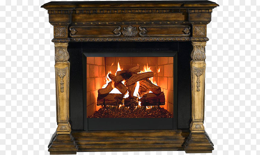 Vintage Closet Electric Fireplace Mantel Insert Chimney PNG