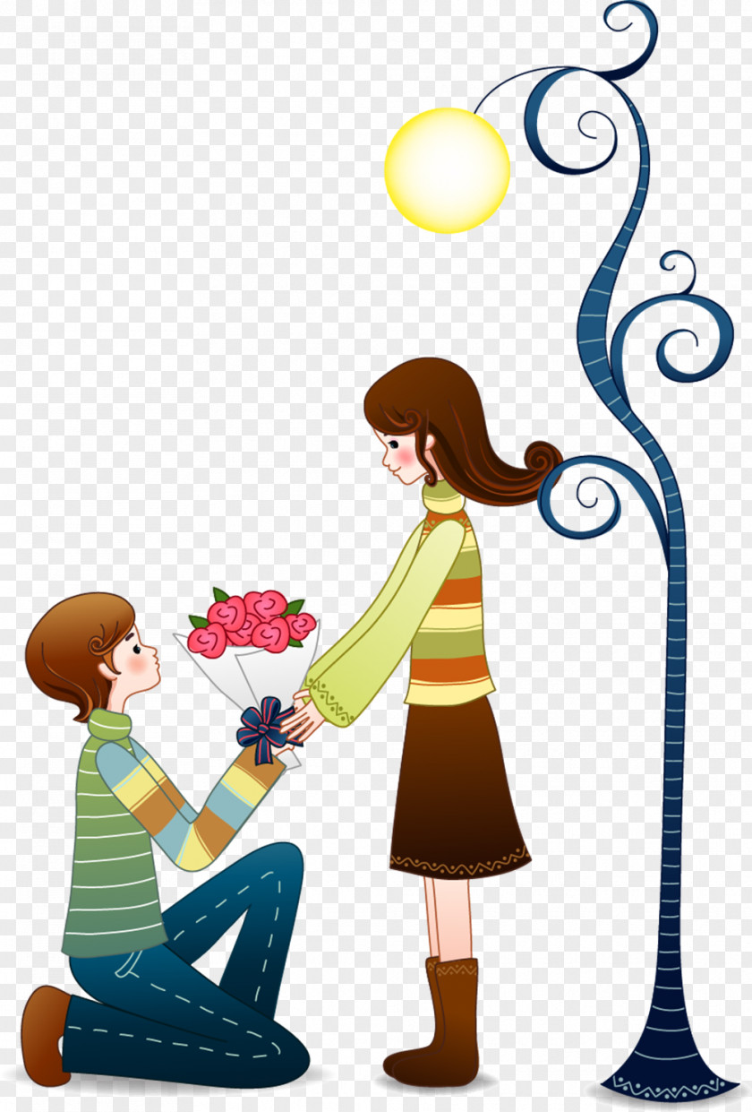 Cartoon Couple Vector Valentines Day Qixi Festival Romance Illustration PNG