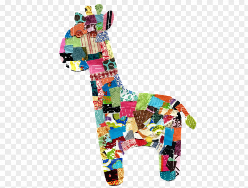 Patchwork Giraffe Paper Toy Collage PNG