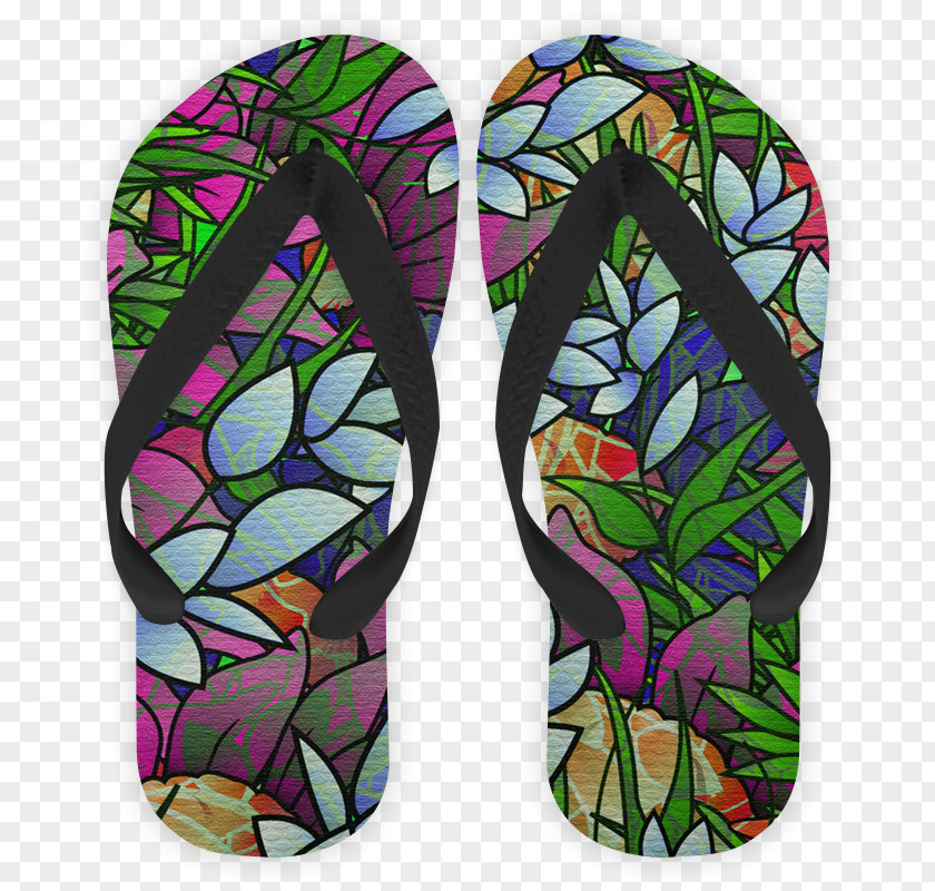 Greenery Stained Glass Flip-flops Shoe PNG