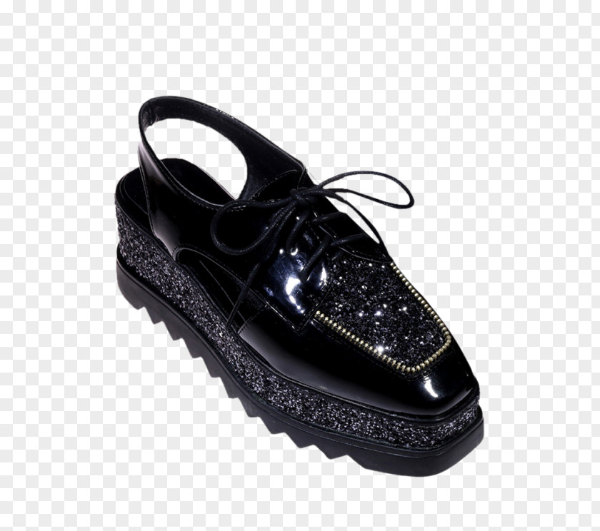 Sandal Wedge Platform Shoe Black Tie PNG