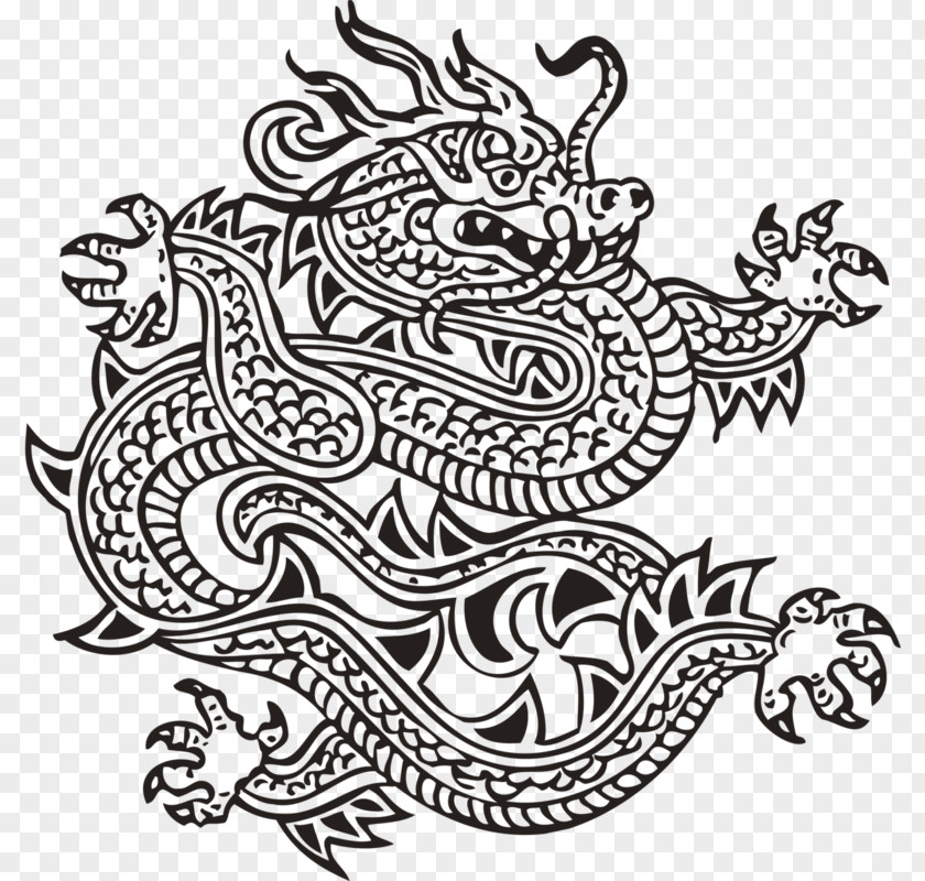 China Chinese Dragon Drawing Black And White PNG
