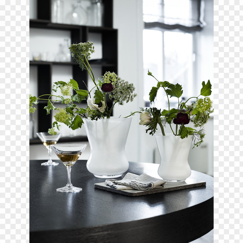 Vase Floral Design Glass Holmegaard White PNG