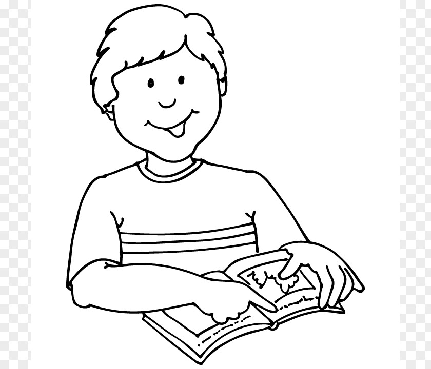 Boy Reading Clipart Student Black And White Clip Art PNG