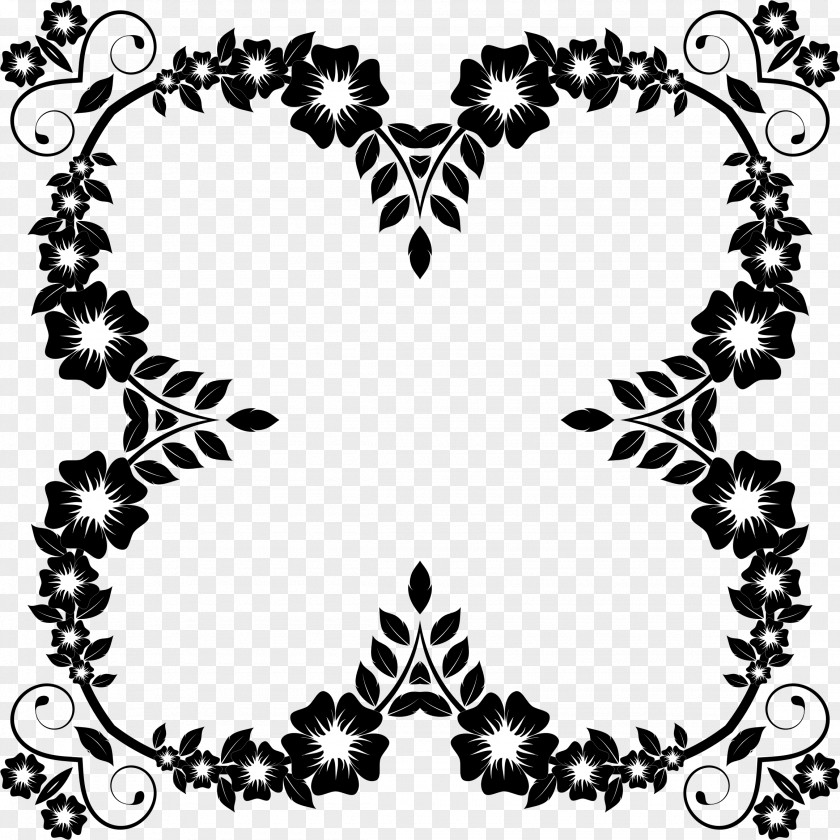 Floral Frame Flower Black And White Picture Frames Clip Art PNG