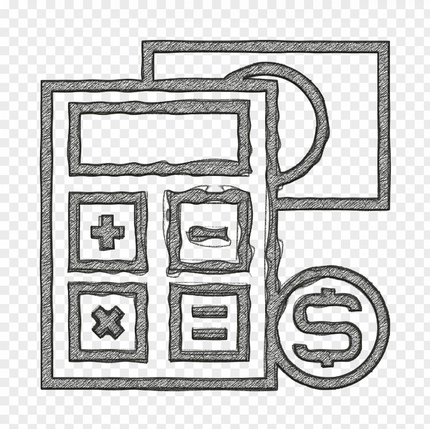 Line Art Rectangle Accounting Icon Calculator Cash PNG