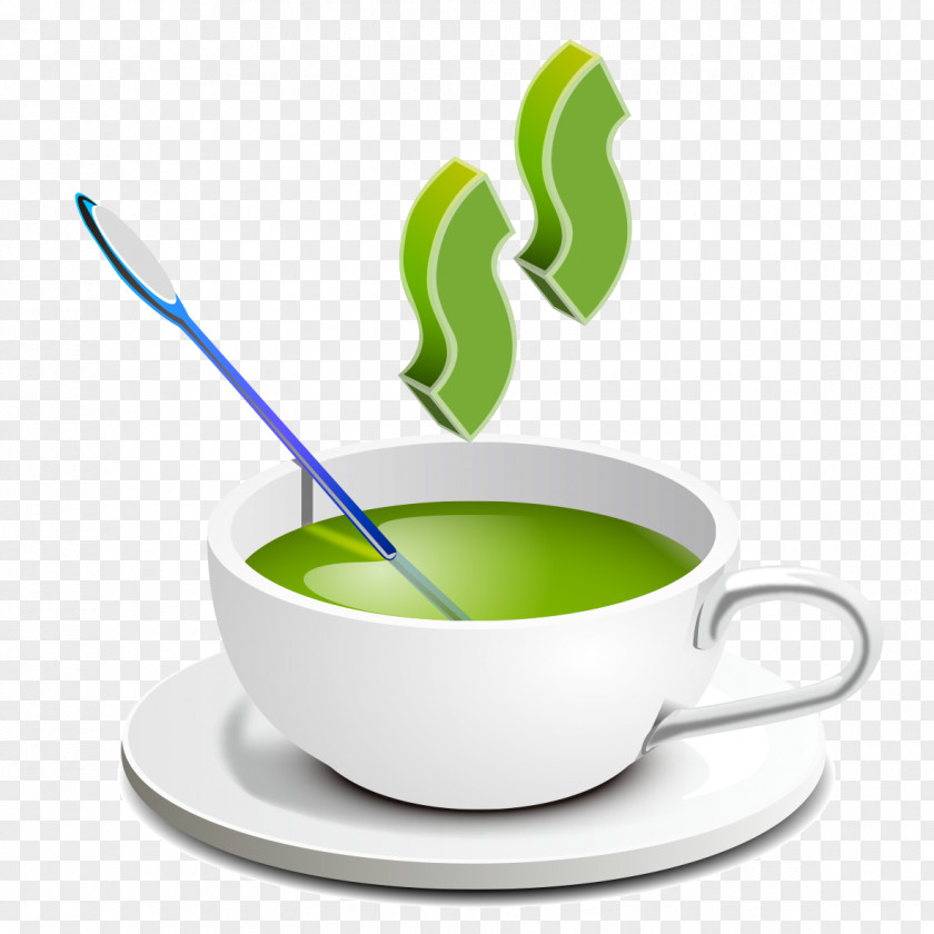 White Tea Cup Creative Green Coffee PNG