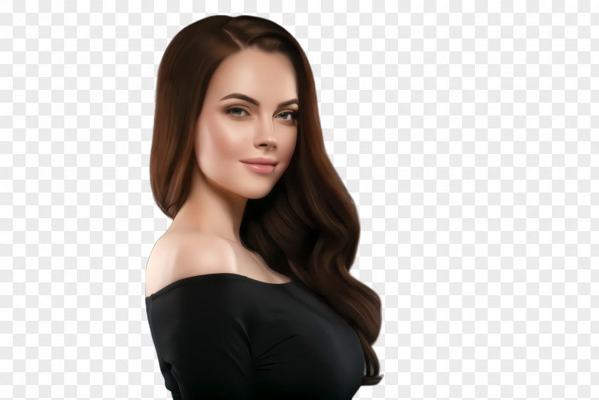 Brown Hair Long Face Skin Shoulder Hairstyle PNG