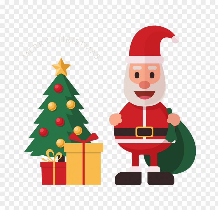 Cartoon Santa Claus Creative Christmas Tree Drawing Gift PNG