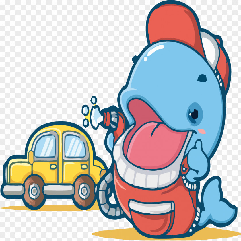 Blue Penguin With Car PNG