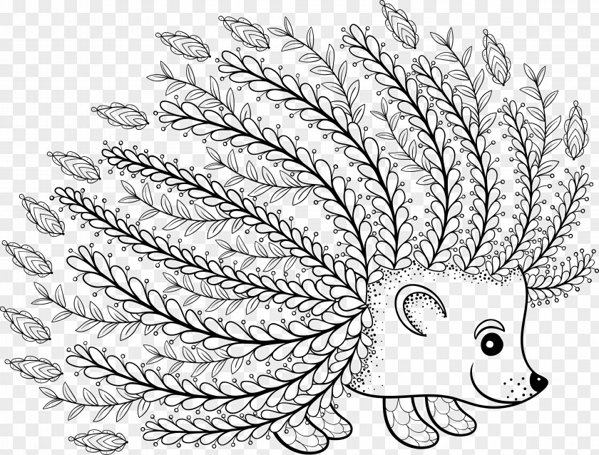 Lovely Hand-painted Abstract Hedgehog Drawing Coloring Book Art Illustration PNG