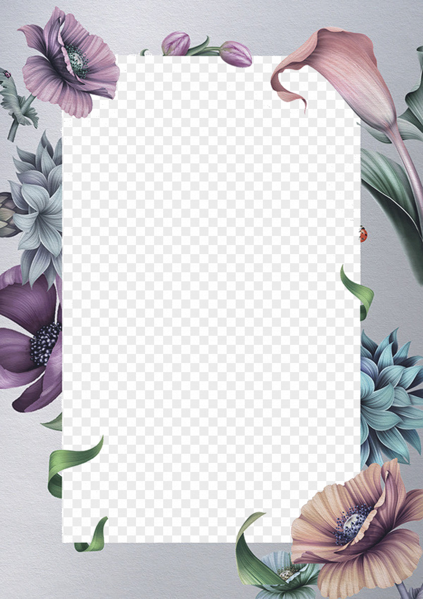 Beautiful Flowers Border Wedding Invitation Paper Idea PNG