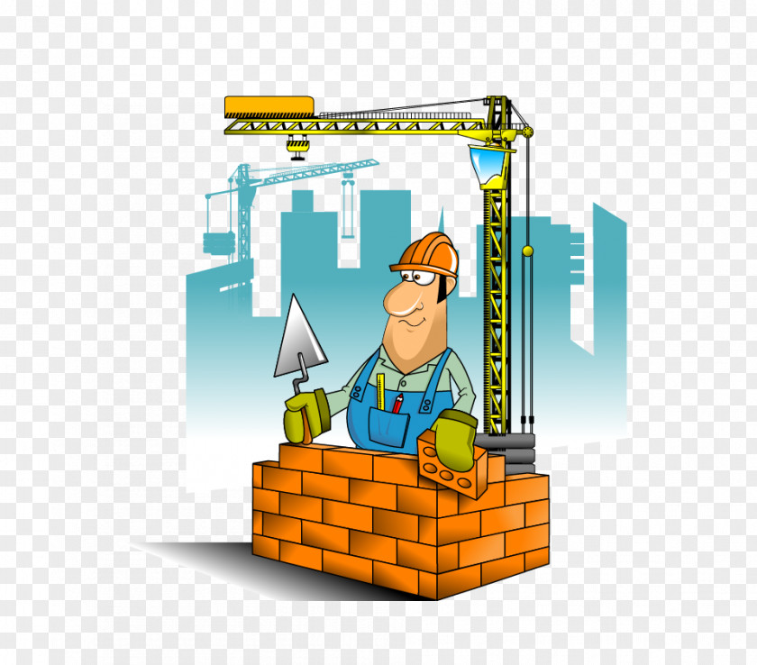 Cartoon Building Laborer Construction Worker Illustration PNG