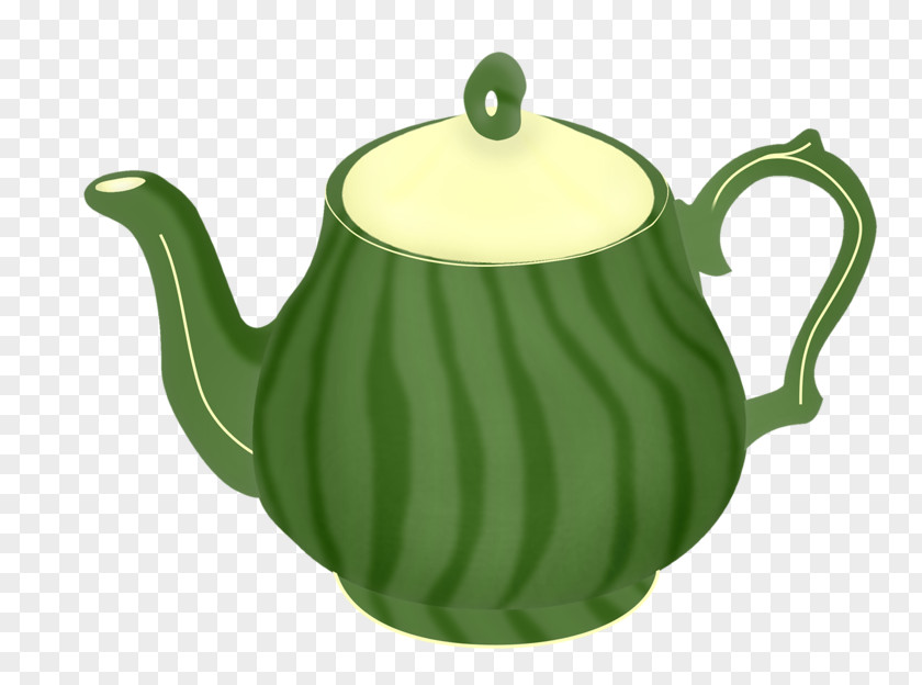 Kettle Teapot Ceramic Green PNG