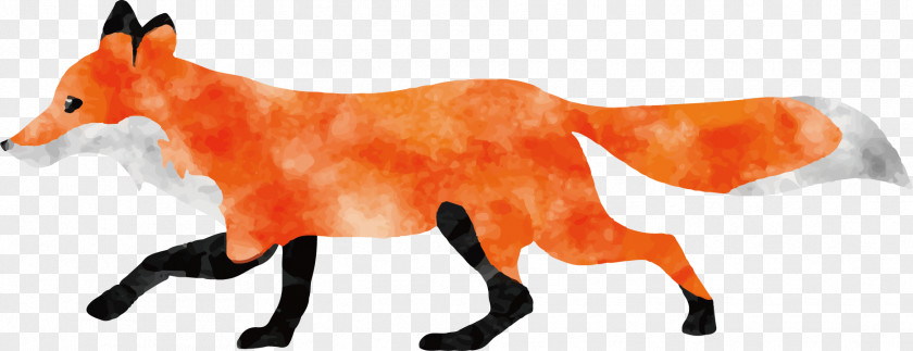 Run The Fox Vector Watercolor Painting Animal PNG