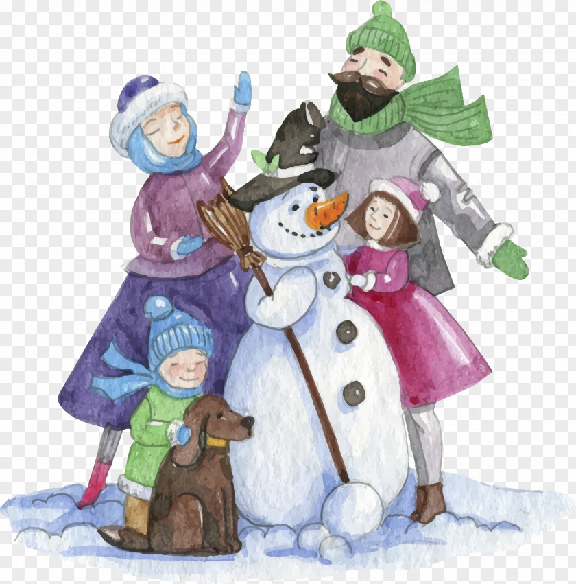 Watercolor Snowman And A Four PNG