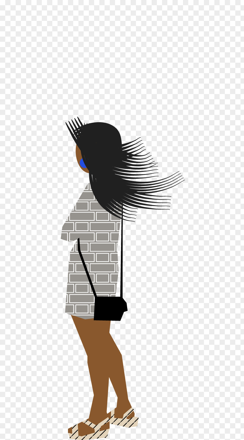 Black Hair Fashion Illustration Cartoon PNG