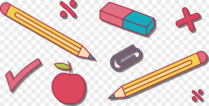 Cartoon Pencil, Rubber Pattern Pencil Eraser Drawing PNG