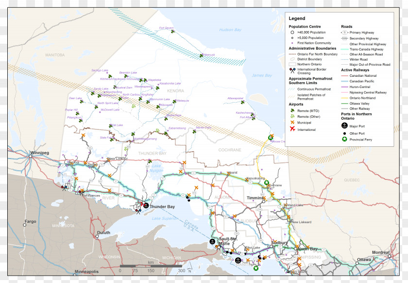 Map Northern Ontario Thunder Bay Road PNG