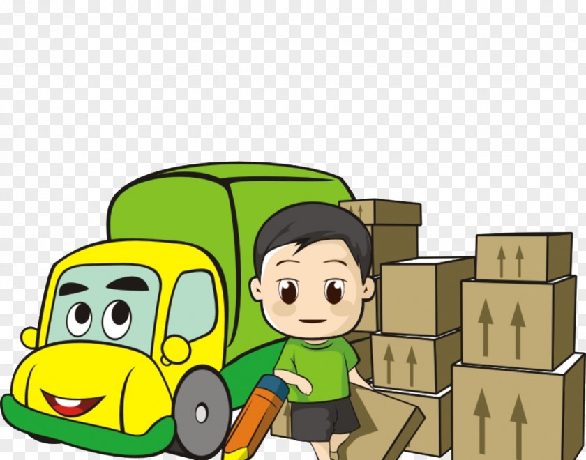Cartoon Car Goods Cargo Driver Logistics Courier Freight Company PNG