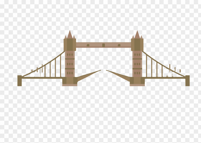 Vector Flat London Tower Bridge Travel Adventure Illustration PNG