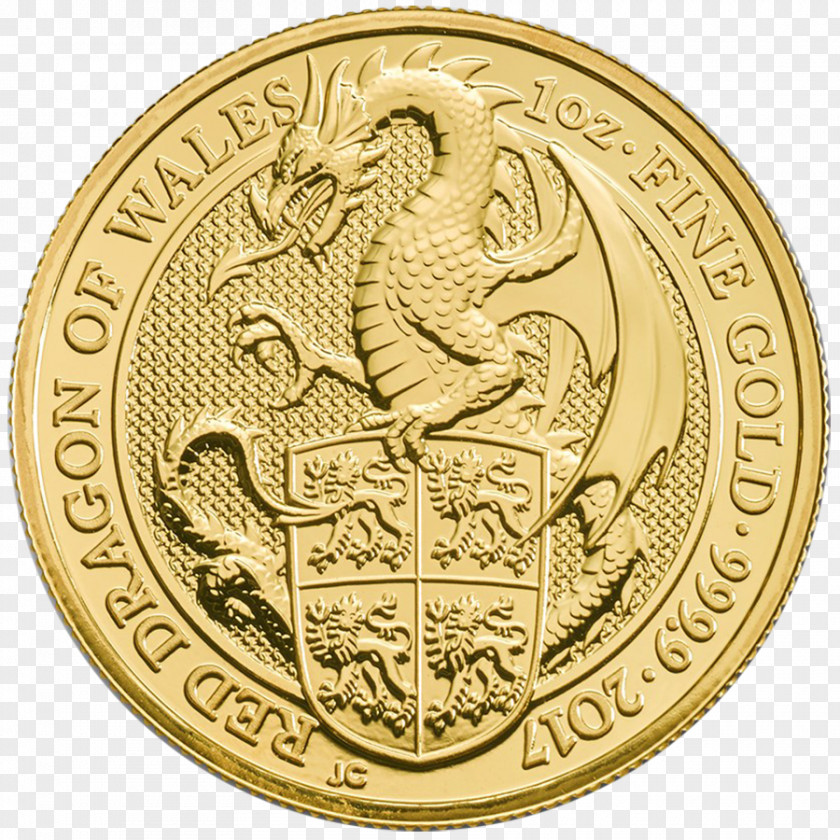 Gold Coins Royal Mint The Queen's Beasts Welsh Dragon Bullion Coin PNG