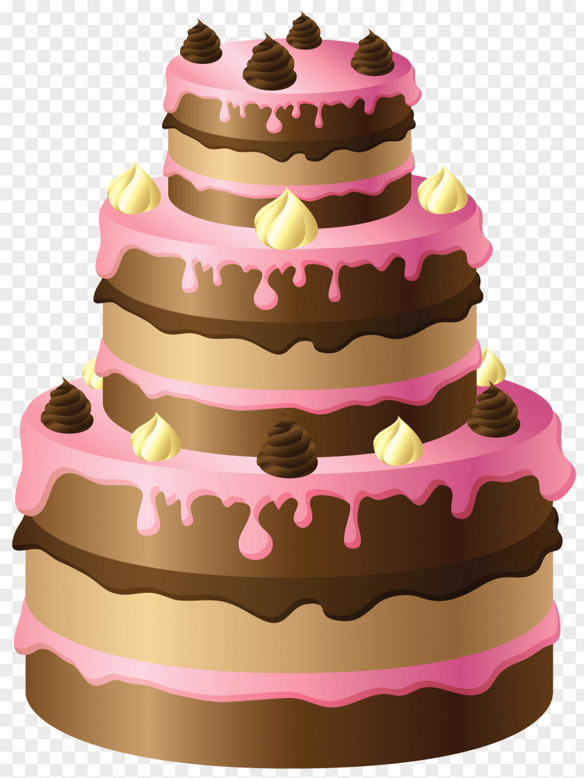 Large Chocolate Cake With Pink Cream Clipart Birthday Wedding Clip Art PNG