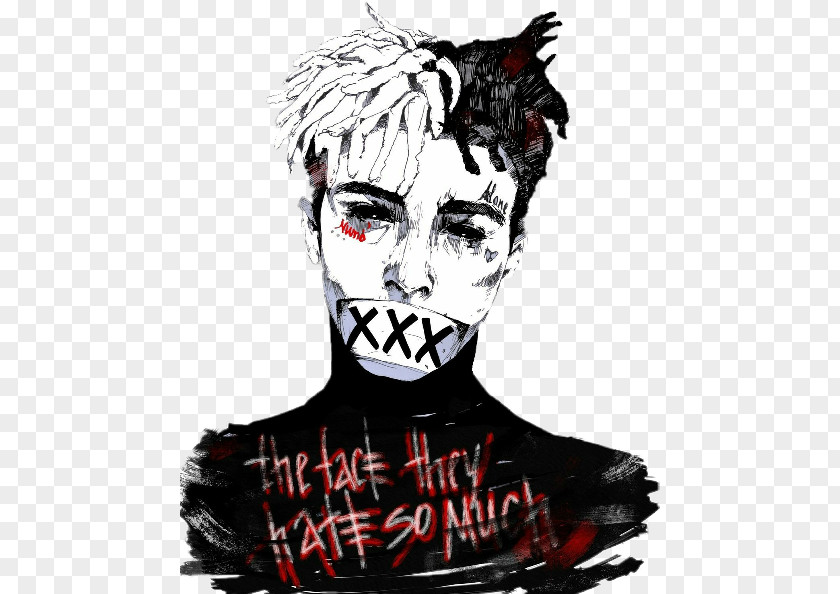 XXXTentacion Fuck Love Art Music Rapper PNG Rapper, others, man with xxx on mouth painting clipart PNG