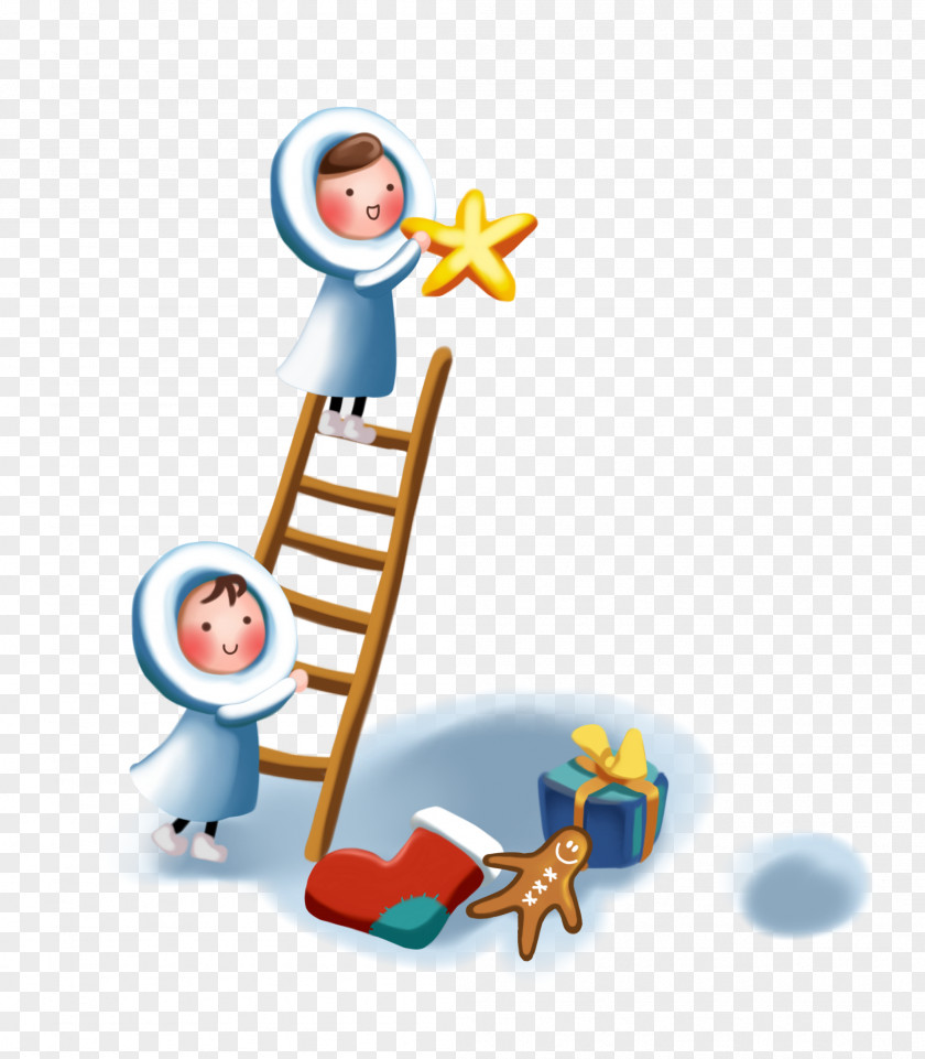 Rope Puzzle IllustrationCartoon Christmas Cute Child Climb Stairs Christmastide Feed The PNG