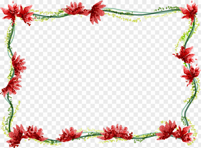 A4 Border Flowers Watercolor Painting Drawing PNG