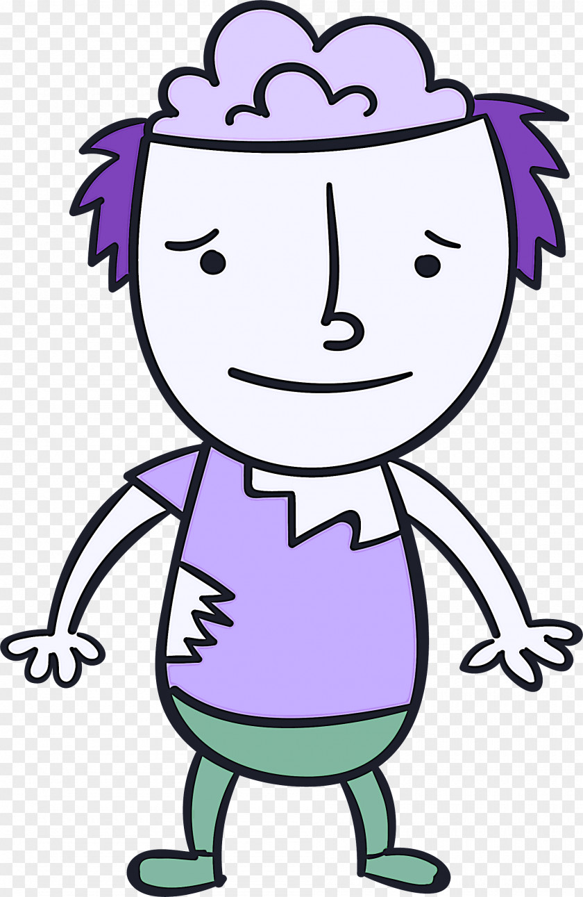 Cartoon Purple Head Cheek Finger PNG