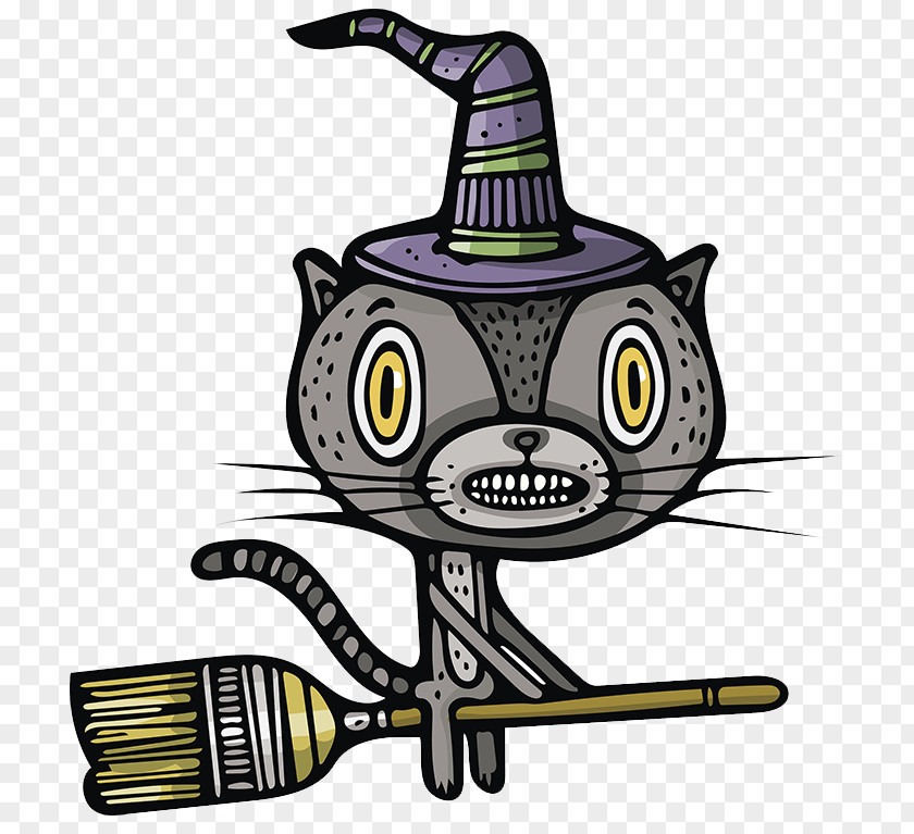 Halloween Witch Cat Boszorkxe1ny Witchcraft Drawing Illustration PNG