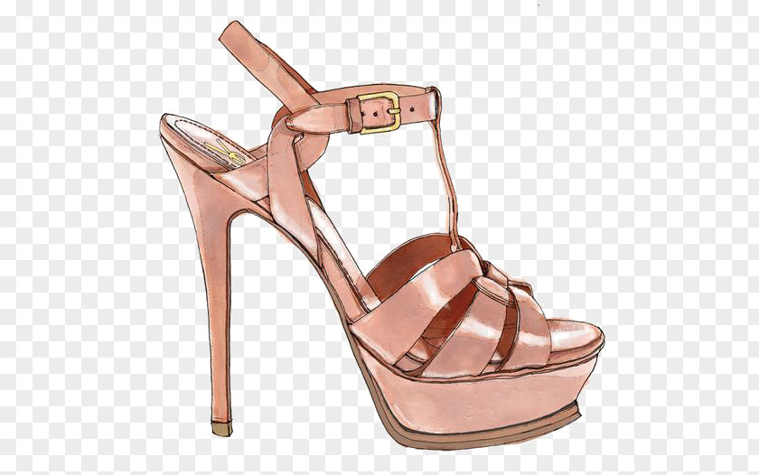 Hand-painted Heels Shoe Fashion Illustration Drawing High-heeled Footwear PNG