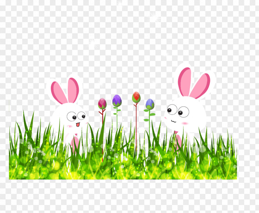 Happy Easter Typography Bunny Desktop Wallpaper PNG