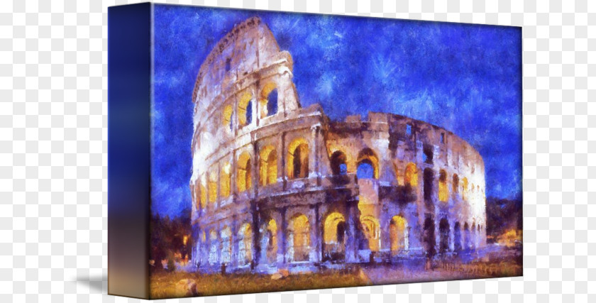 Roman Coliseum Painting Ancient Rome Canvas Italy Art PNG