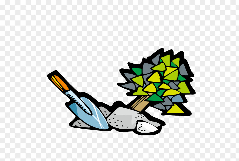 With A Shovel Digging Up Tree Euclidean Vector Illustration PNG