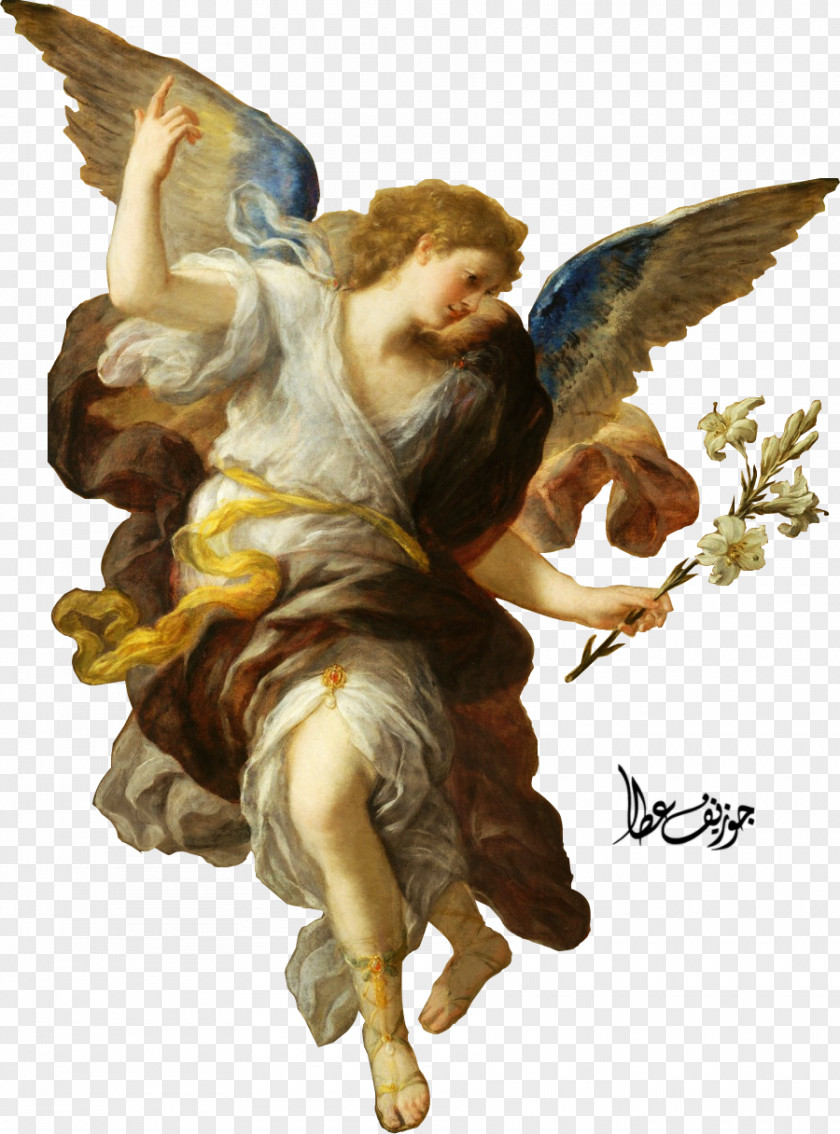 Angel Statue Annunciation Oil Painting Artist PNG